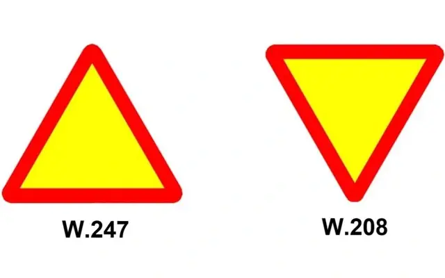 Phân biệt biển báo tam giác viền đỏ, nền vàng quay ngược chiều nhau thế nào?