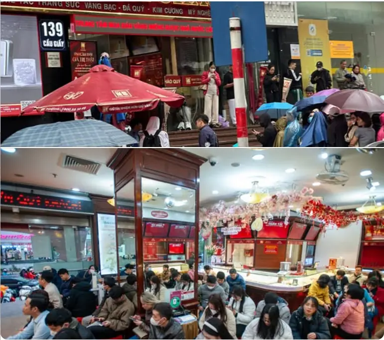 Giá vàng hôm nay mới nhất (1/11) đi ngang: Nhà vàng bán "nhỏ giọt", người mua vẫn xếp hàng dài bất chấp trời mưa