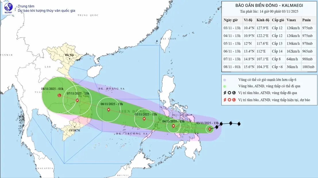 Bão Kalmaegi rất mạnh với cường độ có thể đạt trên cấp 13-14: Địa phương nào ảnh hưởng nhất?