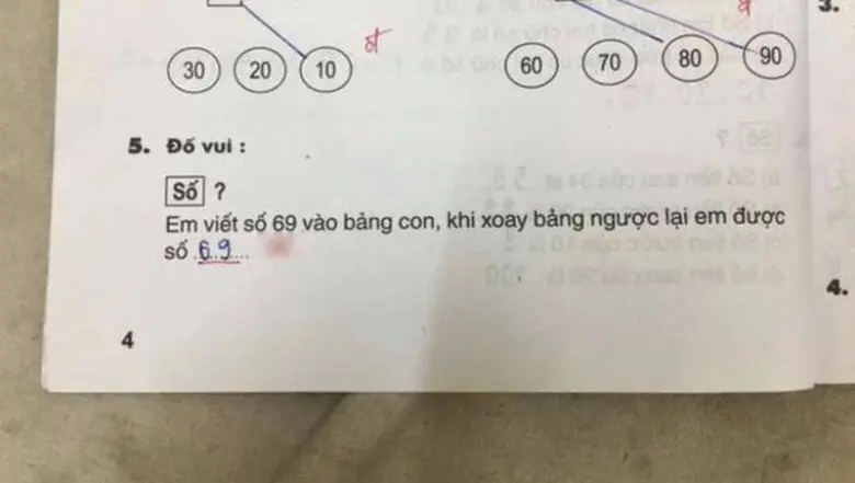 “Xoay ngược số 69 được số nào?”, bài toán tiểu học gây tranh cãi với đáp án của giáo viên