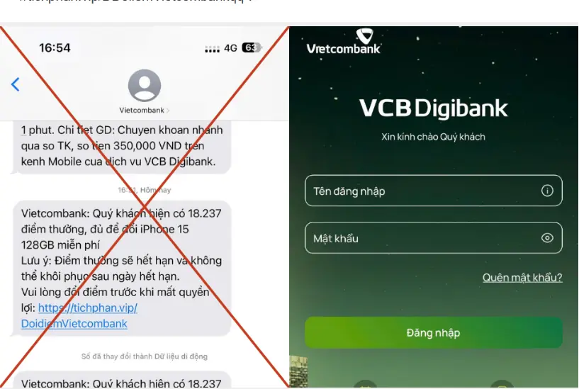 Vietcombank thông báo tới tất cả những ai nhận được tin nhắn có nội dung sau