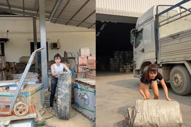 Danh tính cô gái bốc vác lái xe tải 30 tấn hỗ trợ miền Trung, thân thế đặc biệt, vóc dáng quyến rũ