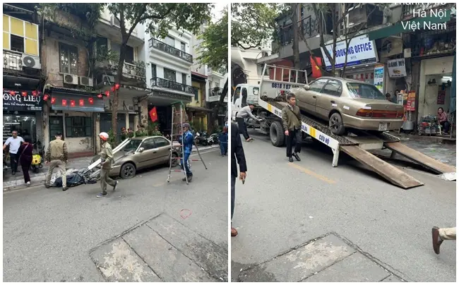 Ô tô phủ bạt "nằm lì" 4 năm trên phố Bát Sứ: Một người đàn ông ra làm việc với công an