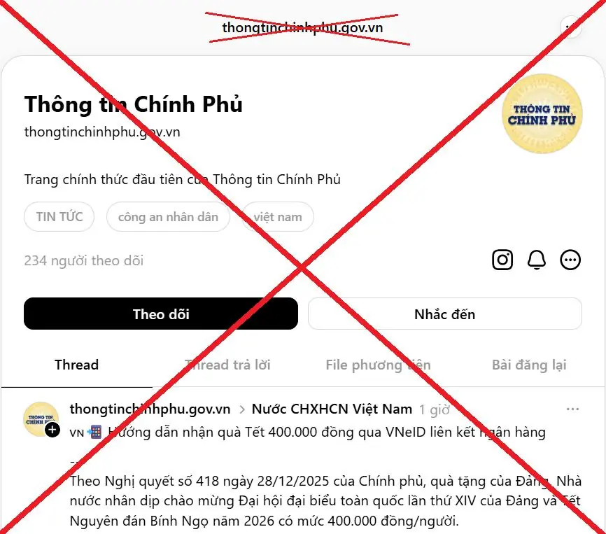 Fanpage Thông tin Chính phủ cảnh báo khẩn